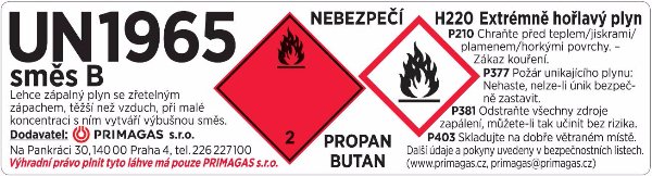 Označování plynových láhví PRIMAGAS